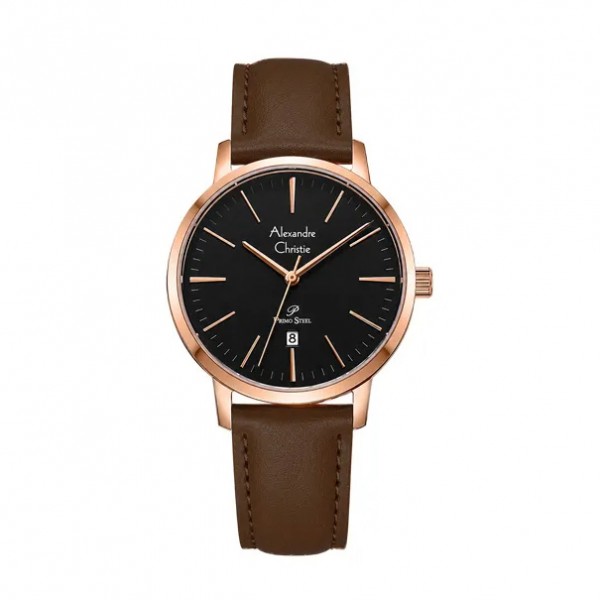 Alexandre Christie AC 1028 Rosegold Black Brown Leather Lady LDLRGBABO
